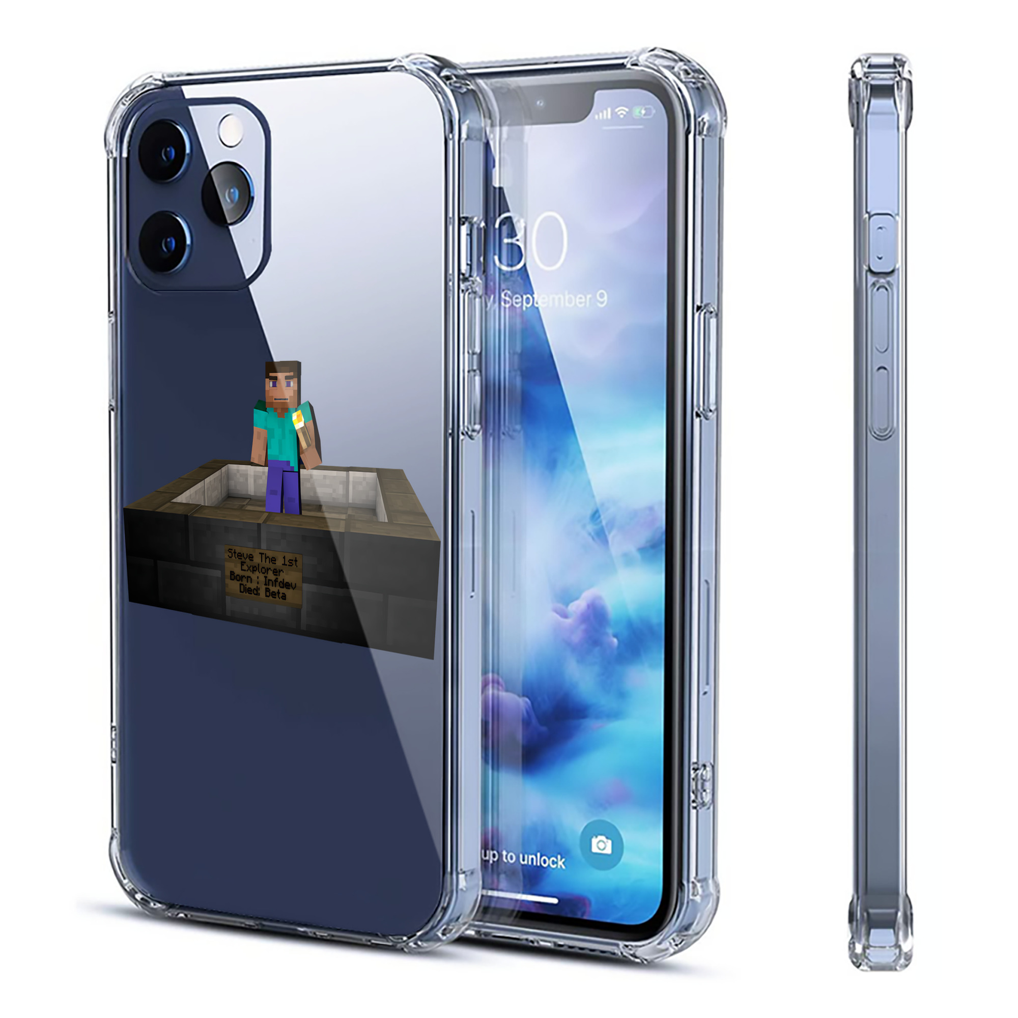 （画像用） マインクラフト ブロックの世界 Minecraft MC Block world 【iPhone 12シリーズ対応】透明スマホケース（クリアソフトケース）